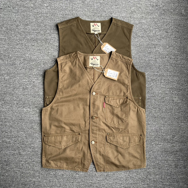 Spring and Autumn Japanese-Style Work Vest, American Outdoor Multi-Pocket Sleeveless Men's Trendy Jacket, Casual Top