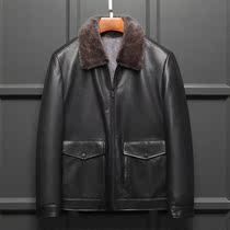 Whole mink mink whole mink liner men's leather coat suede lapel fur one mink coat winter