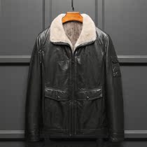  Leather leather jacket mens mink liner fur one-piece mens mink fur collar middle-aged and elderly lapel business casual jacket