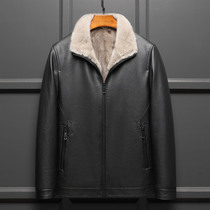  Fur one-piece mens mink liner first layer cowhide mink lapel leather leather clothing mens middle-aged and elderly business and leisure
