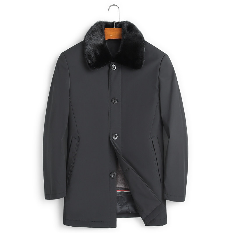 Pie overcomes the whole mink liner Waterloo coat coat men's turned jacket Leather Fur Leather Grass overcomes dad's winter-Taobao