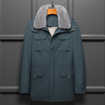 Neiver men's mink liner whole mink leather grass warm coat parker suit men's long fur one coat
