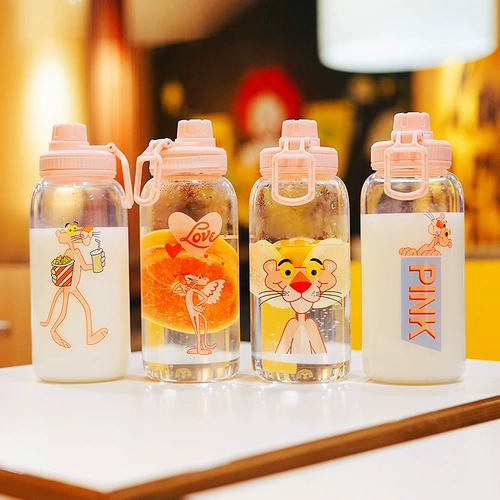 Стеклянная свежая милая портативная трендовая трубочка со стаканом для школьников