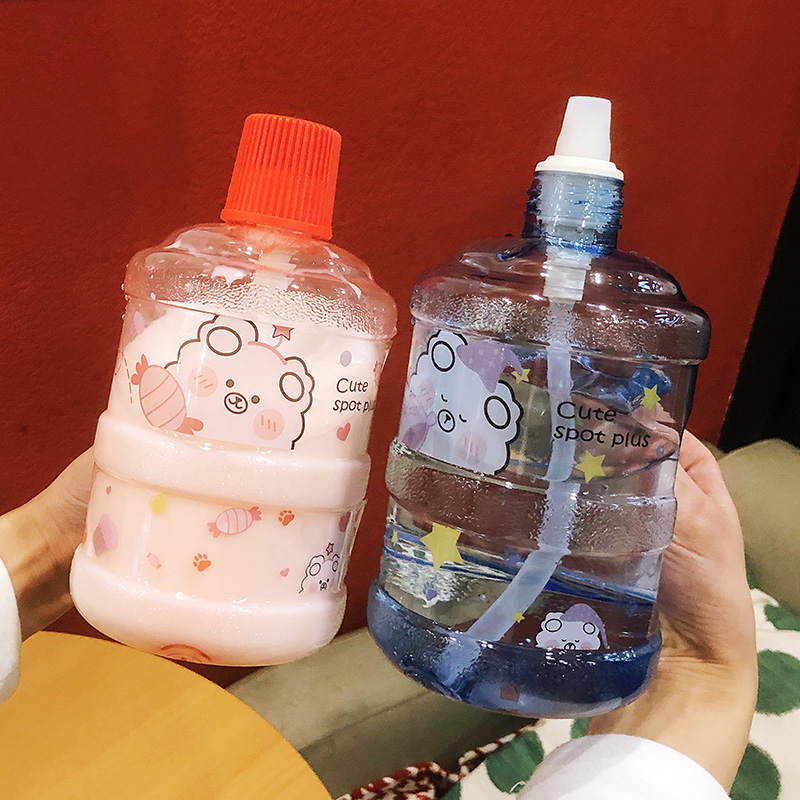 Net Red Bucket Cup Large Capacity Water Glass Girl Milk Tea Lady Cute With Straw Cup Grown-up 2020 New Tide Cups