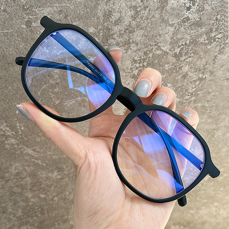 Blue-anti-radiation anti-radiation glasses near-sighted female Han-tide-tide-colored artifacts round-face black frame large-box eye-guarding flat-eye