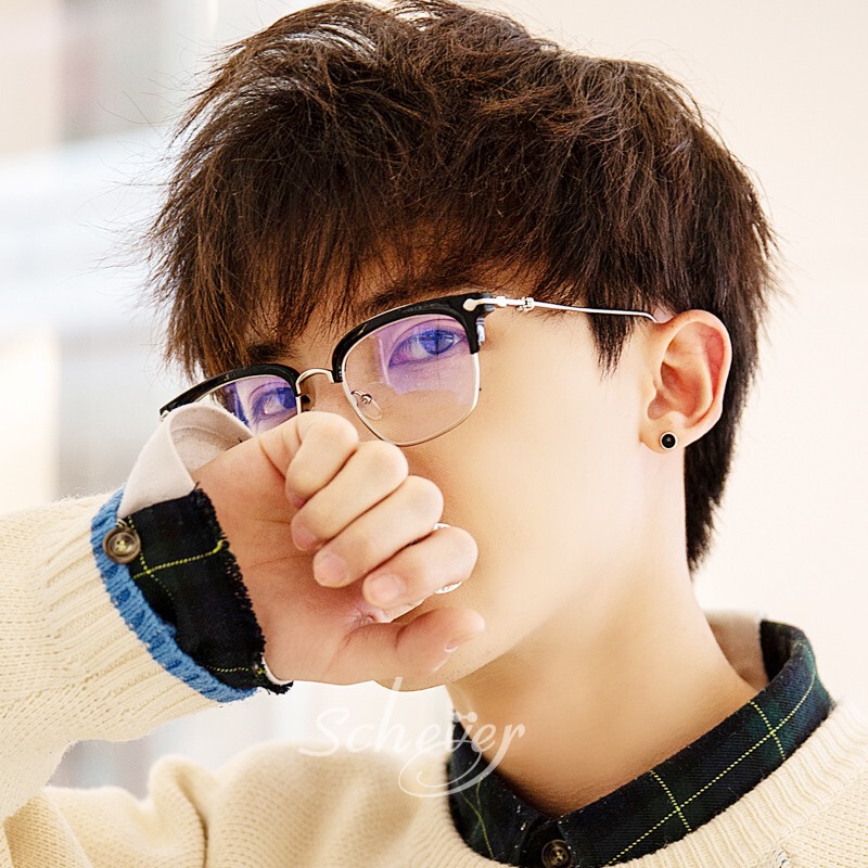 Xue Zhiqian Style Glasses for Men, Trendy Prescription or Non-Prescription Glasses, Cool Half-Frame Eyeglass Frames for Women, Blue Light Blocking and Radiation Protection