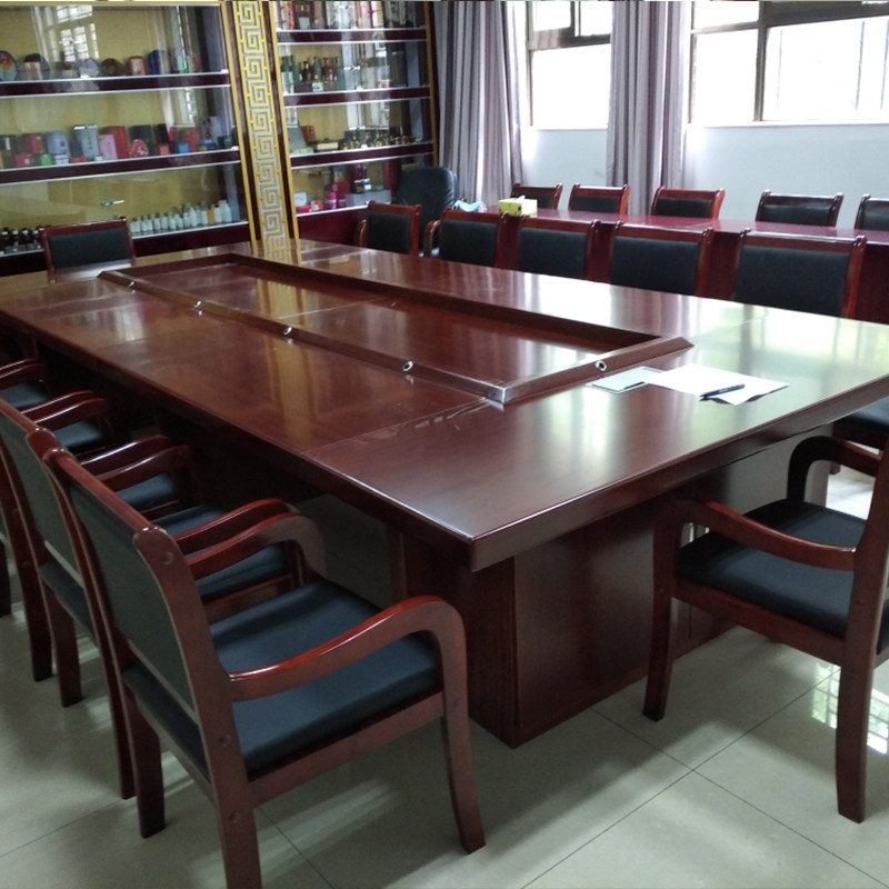 Office furniture conference table long table large solid wood paint Chinese table and chair combination reception negotiation boss table and chair