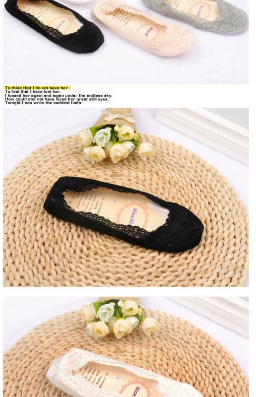 Mùa hè ren thuyền vớ nữ không có dấu vết nông miệng ống ngắn vớ lụa vớ cotton cotton không trượt phần thấp