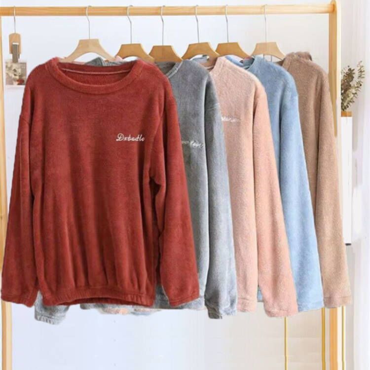 Pajamas Woman Autumn Winter Coral Suede Flannel Warm Blouse Warm Blouse 2023 New 100 Hitch Big Code Couple's Home Dress-Taobao