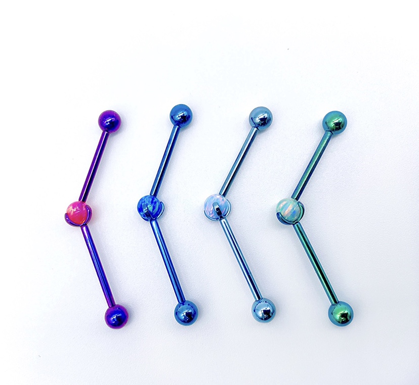 Fairy perforated U.S. imported titanium alloy 14g deconstructed ear bridge industrial ear bridge opal bending rod