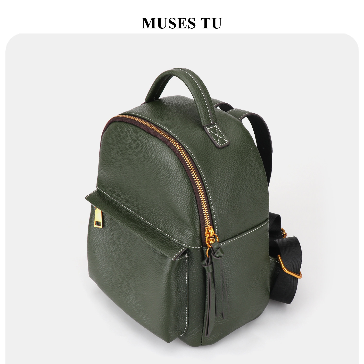 MUSESTU2022 new leather backpack women's soft leather backpack Korean version of the fashion first layer leather small and medium women's bag