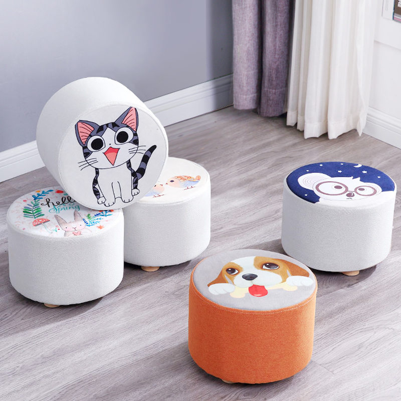 Round Mound Wooden Mound Swap Shoes Stool Fashion Stools Creative Sofa Stool Tea Table Bench Pier Round Bench Domestic Small Bench Footrest