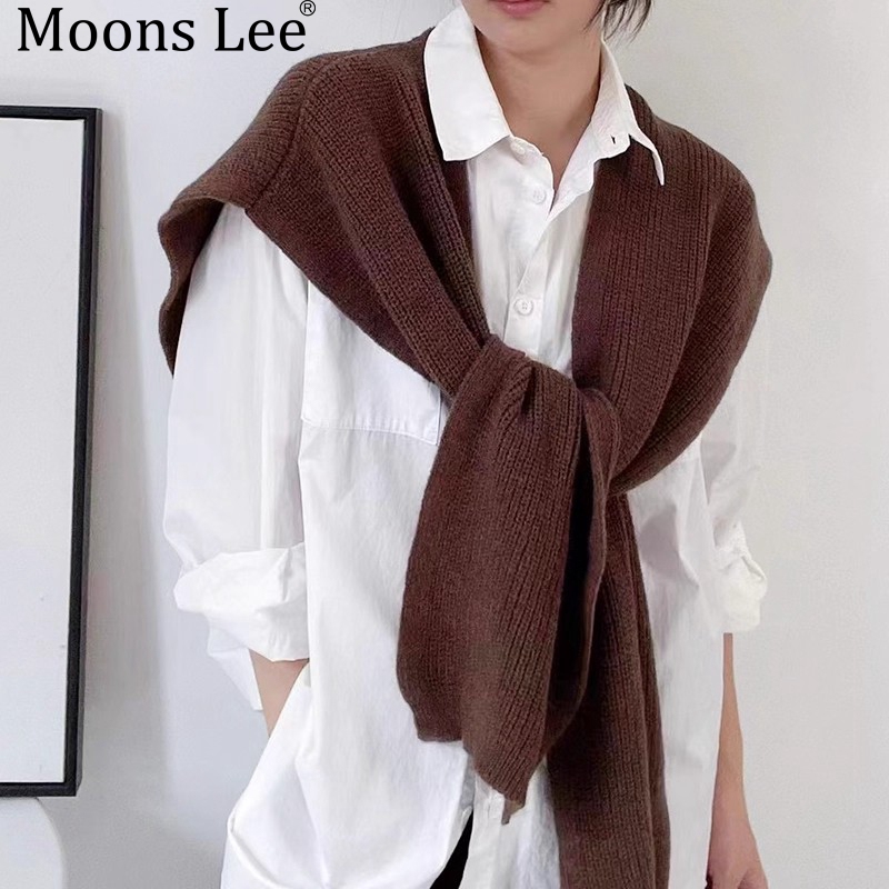 Moonslee Large Knitted Shawl for Women, Versatile Decorative Sweater Scarf, Fake Collar, Solid Color Cape for Autumn and Winter Moonslee Large Knitted Shawl for Women, Versatile Decorative Sweater Scarf, Fake Collar, Solid Color Cape for Autumn and Winter