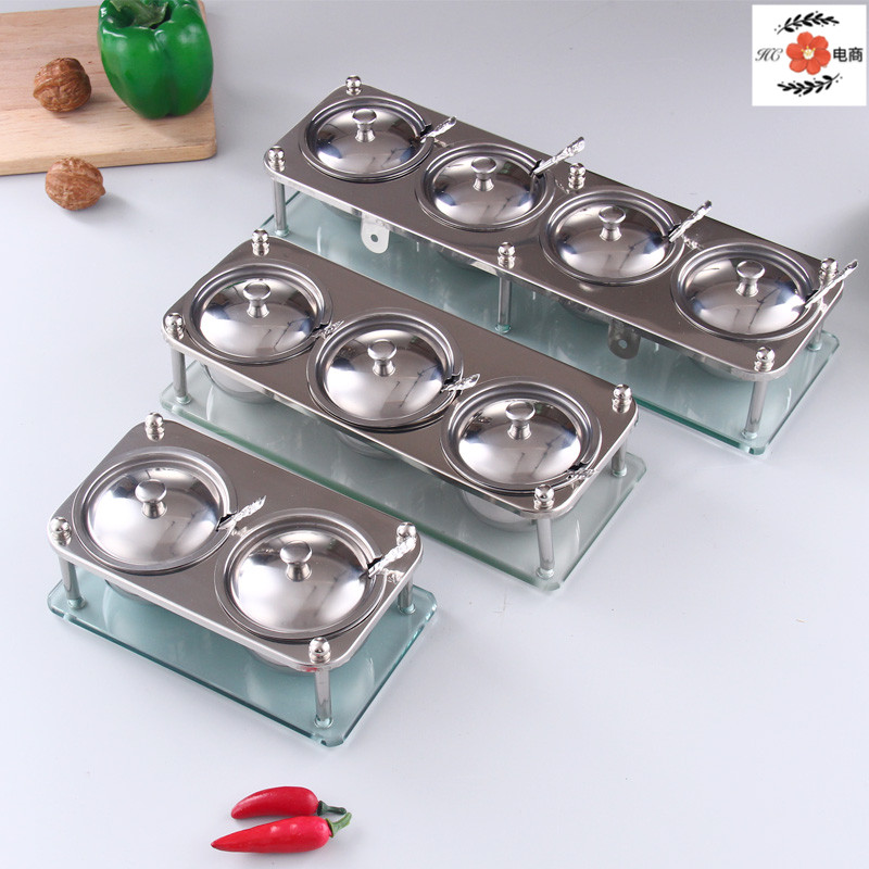 Multifunctional containing layer frame chef ice powder seasoning case commercial seasoning case quad integrated stainless steel cookware Dogg