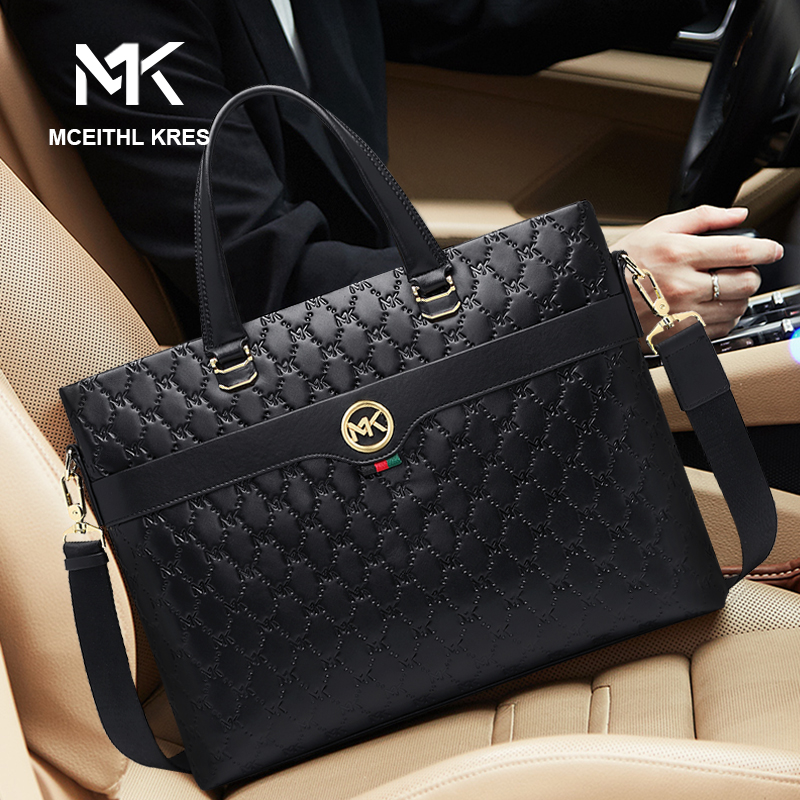 mk leather men's bag new 2022 luxury brand briefcase men's simple one-shoulder Messenger bag business handbag men