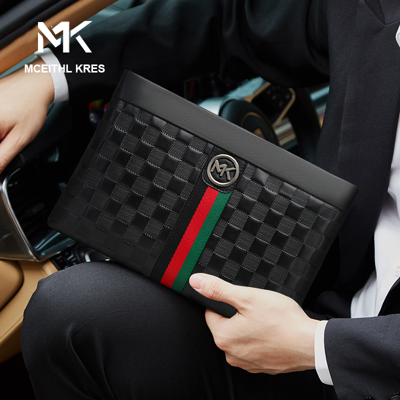 MK New Leather Handbag Men Envelope Fashion Business Handbag Casual Buffalo Purpose Handbag Man Tide