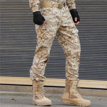 Spring and autumn mens and womens tactical python pattern camouflage trousers outdoor foot binding multi-bag workwear CS labor protection scratch-resistant and wear-resistant small feet