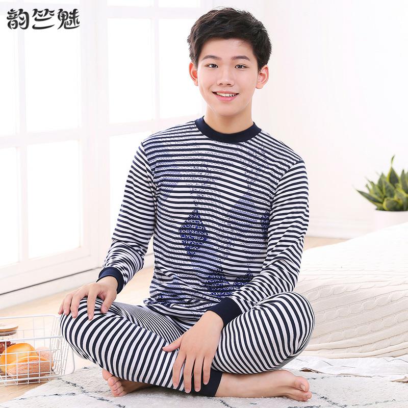 . Big boy mùa xuân mùa thu học sinh trung học cơ sở đồ lót ấm bộ mens mỏng junior junior cơ sở quần áo con trai mùa thu mùa thu quần tinh khiết.