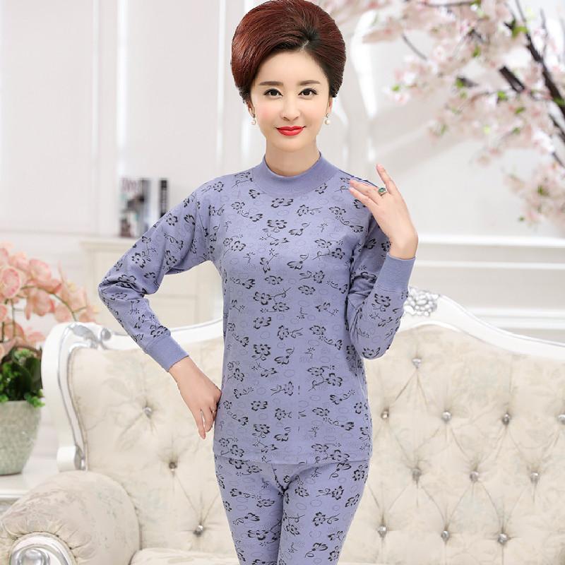 quần lót ấm womens quần áo bông ấm nửa cao cổ trung niên womens quần áo lỏng lẻo bên trong mặc đồ ngủ.