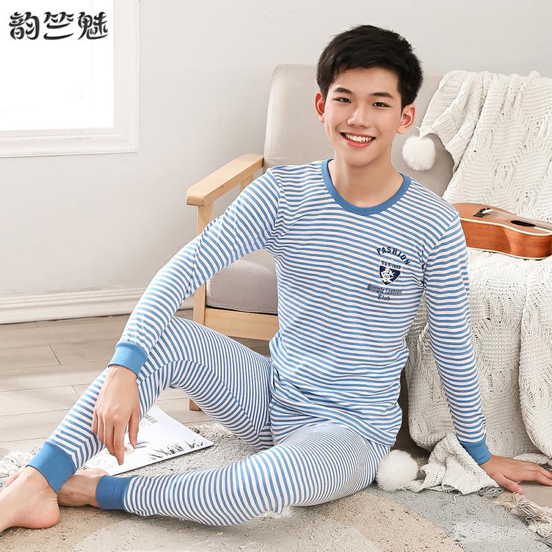 . Big boy mùa xuân mùa thu học sinh trung học cơ sở đồ lót ấm bộ mens mỏng junior junior cơ sở quần áo con trai mùa thu mùa thu quần tinh khiết.