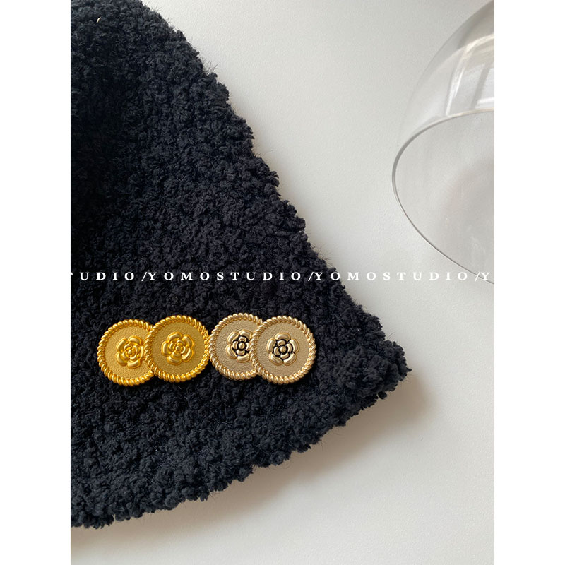 YOMOSTUDIO Small Fragrant Middle Age Metal Button Embossed Flower Button Sweater Coat Button Coat Decorative Button