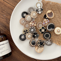 YOMOSTUDIO socialite small fragrance metal jacket button retro black and white dot oil double-sided Ni coat button