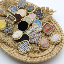 YOMOSTUDIO Small fragrance wrapped cloth metal button four-leaf clover square round sweater jacket decorative button