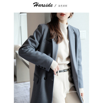 HARSIDE blazer womens fog blue cashmere coat women 2020 new woolen small man coat