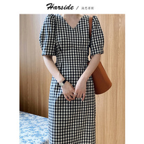 HARSIDE French Dress Women 2021 New Year Sweet waist vintage V-neck chic aged womens spring dress