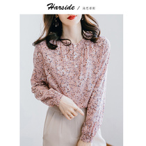 Elegant Pink Shirt Woman 2022 Spring new Long sleeves Broken Floral Printed style Shirt womens headblouse Womens clothing