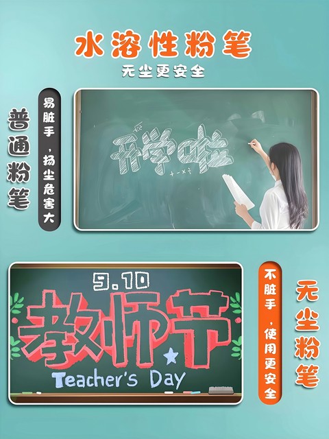 Colorful Water-Soluble Chalk, Dust-Free and Non-Staining, Suitable for Children's Blackboard Drawings, Home Use, Washable, Water-Based Solid Chalk Set