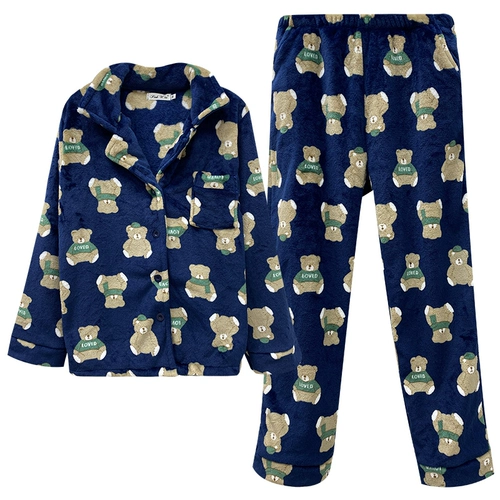 Демисезонная коралловая бархатная пижама для влюбленных, милый зимний комплект, увеличенная толщина, 2020 года