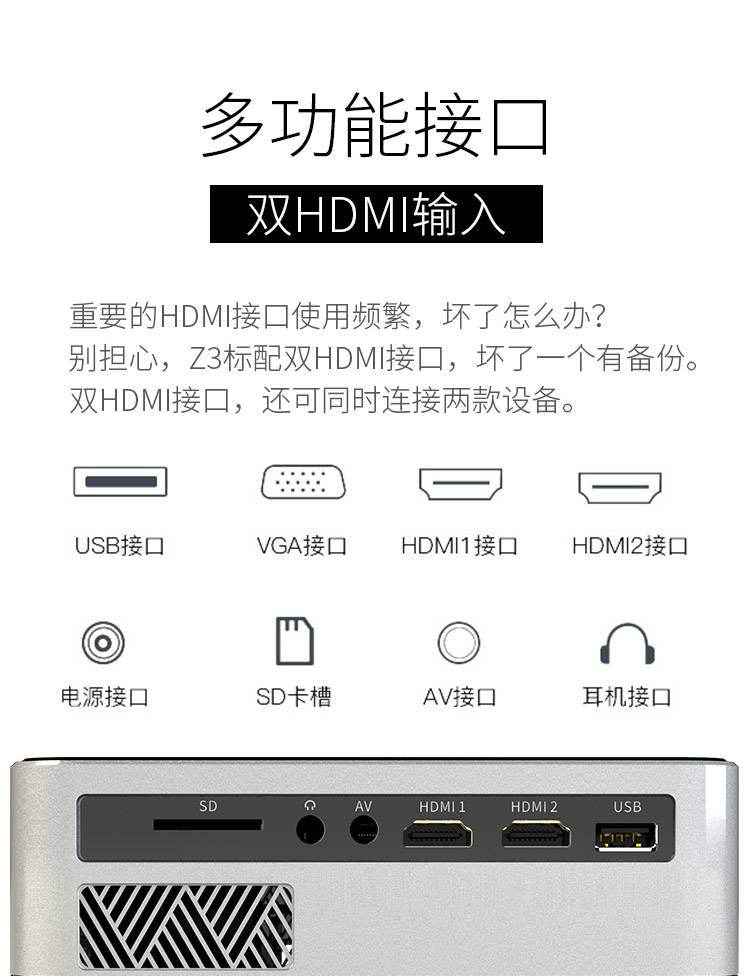 Máy chiếu điện thoại di động Wolves Z3 2019 máy chiếu siêu nhỏ gia đình mới led cầm tay rạp hát tại nhà ký túc xá phòng ngủ cọ văn phòng hỗ trợ 1080P mạng siêu cao độ nét thông minh - Máy chiếu