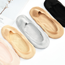 Boat Sox Womens thin section Big code Summer Ice Silk Shallow Mouth Invisible heel Pure Cotton Socks Bottom Silicone Anti Slip High Heel Footwear Socks