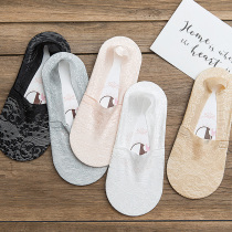 (A Pair of Loaded) Ladies Boat Socks Ins Surge Pure Cotton Short Socks Shallow Mouth Breathable Silicone Anti-Slip And Invisible Socks