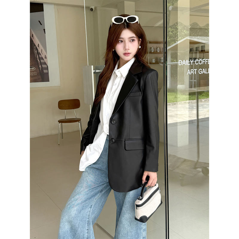 First-Layer Sheepskin High-End Genuine Leather Suit Jacket for Women 2026 Autumn and Winter New Style Mid-Length Loose Suit