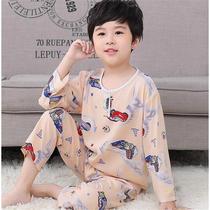 Summer long sleeve childrens pajamas cotton set for boys and girls