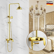 European-style retro golden shower Bathroom bathroom wall-mounted all-copper shower Hot and cold faucet nozzle