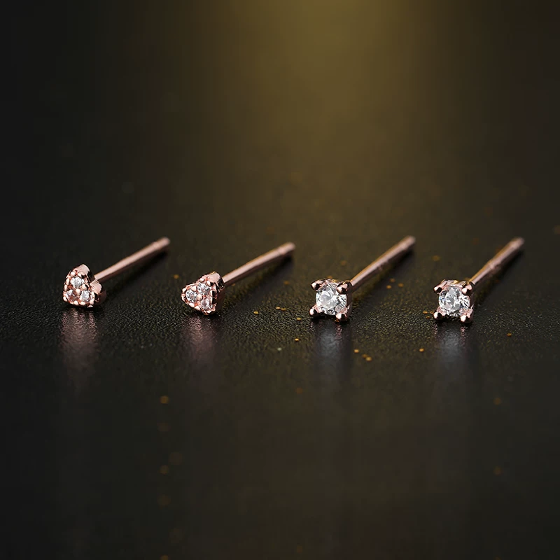 Серьги серебро 925, маленькие сердечки, розовое золочение, коллекция 2023