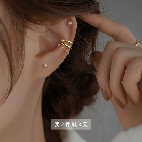 Клипсы, изысканный стиль, без проколов ушей, серебро 925 пробы, простой и элегантный дизайн