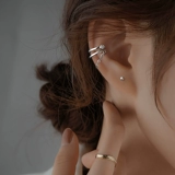 Клипсы, изысканный стиль, без проколов ушей, серебро 925 пробы, простой и элегантный дизайн