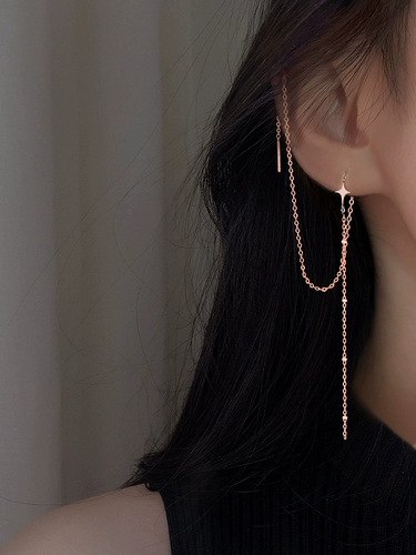 Золотые длинные серьги с кисточками, изысканный стиль, серебро 925 пробы, розовое золото, коллекция 2022