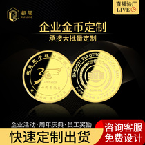 Gold coin custom pure gold 999 commemorative coin Company anniversary year-end gift staff gold and silver coin medal badge badge