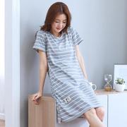 . Gió dài womens ngủ váy bông lỏng chiếc váy trên đầu gối dài váy womens t-shirt quần áo ngủ mùa hè váy còn lại đại học.