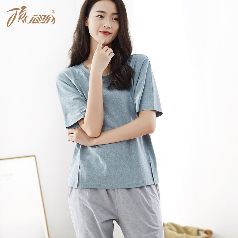 Top-Piperi pyjamas women Summer full cotton top melon pure cotton Home Suit Seven Pants Youth Casual External Wear