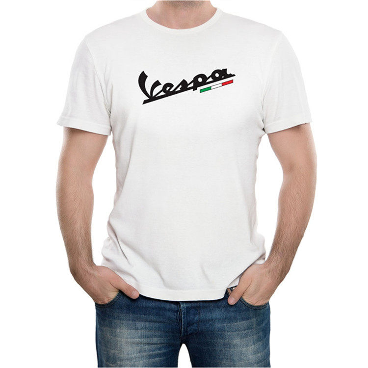 2019 New Biagio VESPA Summer Men Short Sleeve T-shirt with loose cotton black and white tops round collar