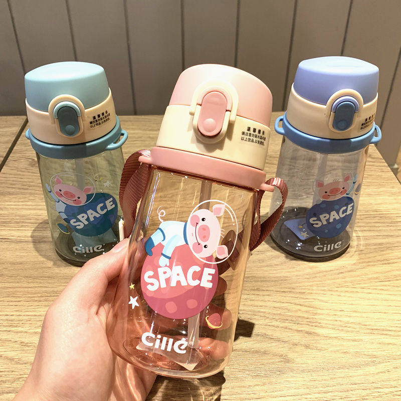 Children's straw cup School drinking cup Primary school children and infants leak-proof with baby bag Drinking cup with straw kettle