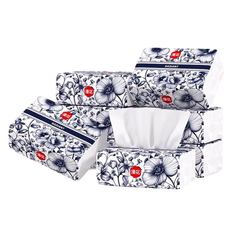 漫花家用实惠装纸巾280张*8包