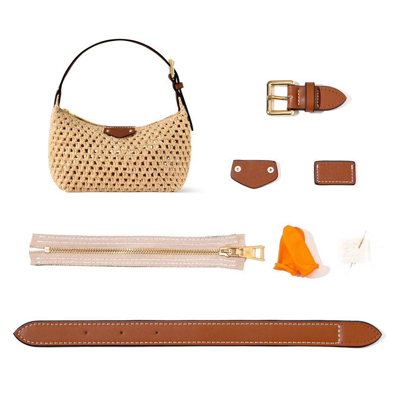 Pina·L Style Raffia Lunch Box Woven Bag DIY Leather Accessories Pina·L Style Raffia Lunch Box Woven Bag DIY Leather Accessories