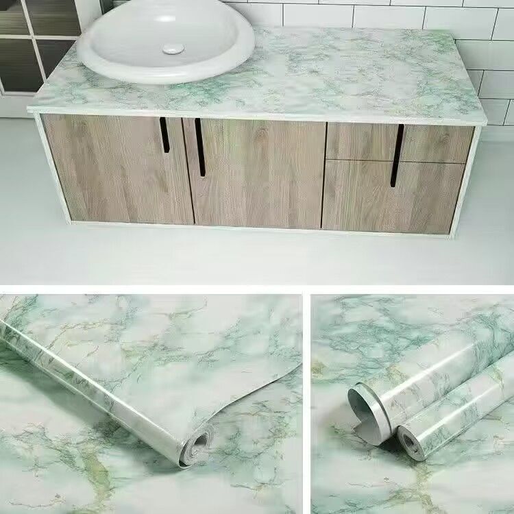 Imitation Marble Tile Stickers Kitchen Countertop Renovation Bathroom Bathroom Cabinet Tabletop Self-Adhesive Decorative Wallpaper